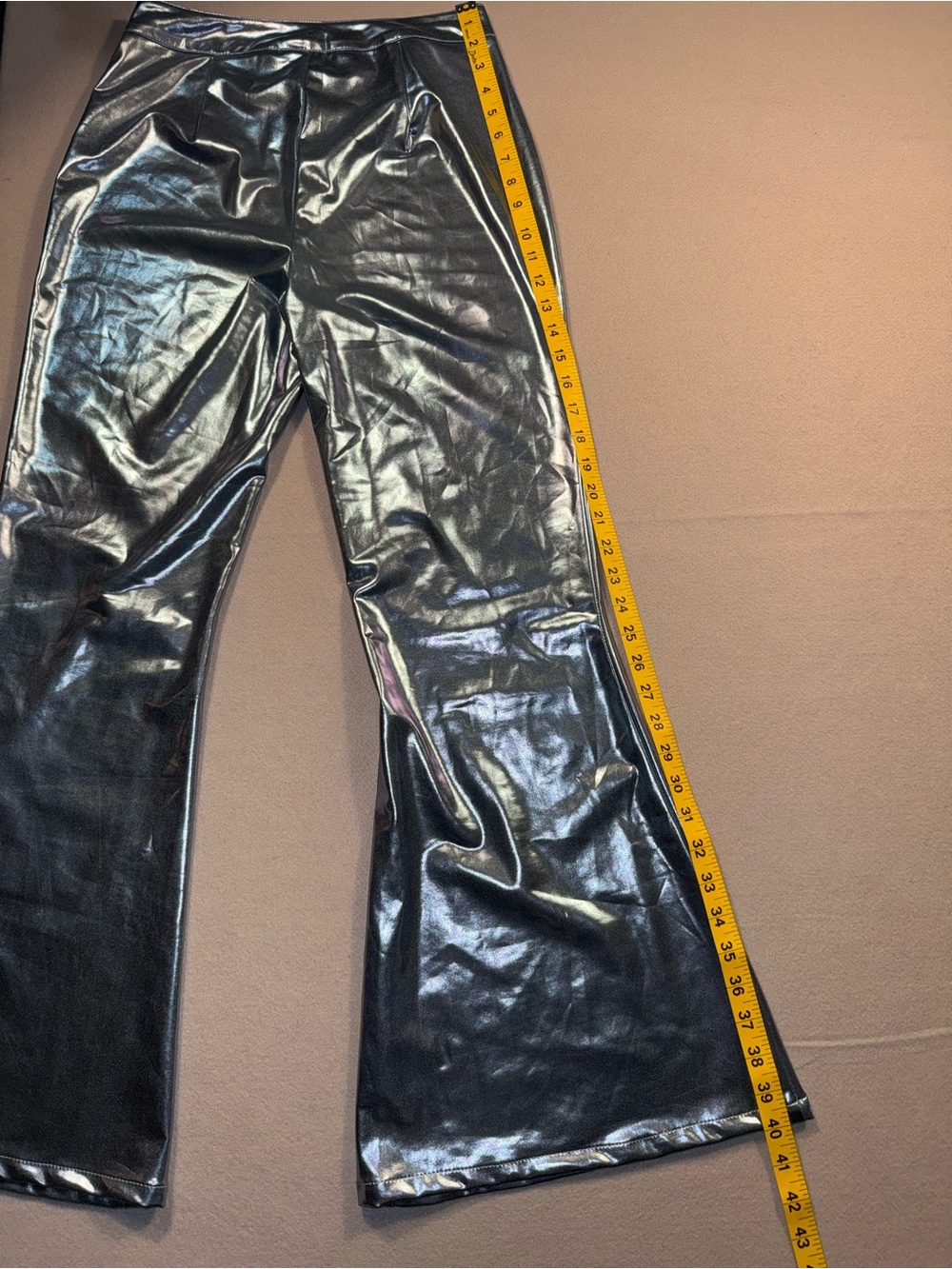 Finesse Medium Metallic Blue Silver Flared High-Rise Pants Festival Costume - Picture 8 of 8